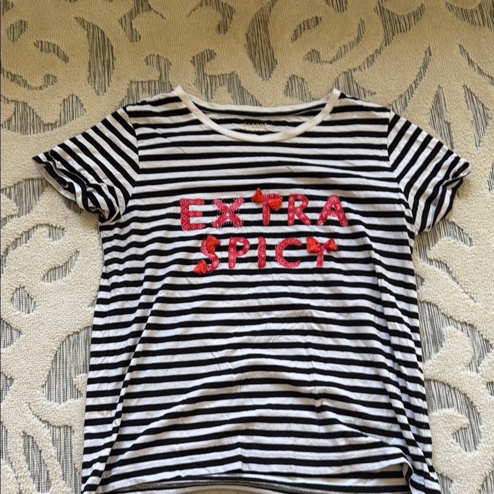 Kate Spade Black and White Striped Short Sleeve Tee
